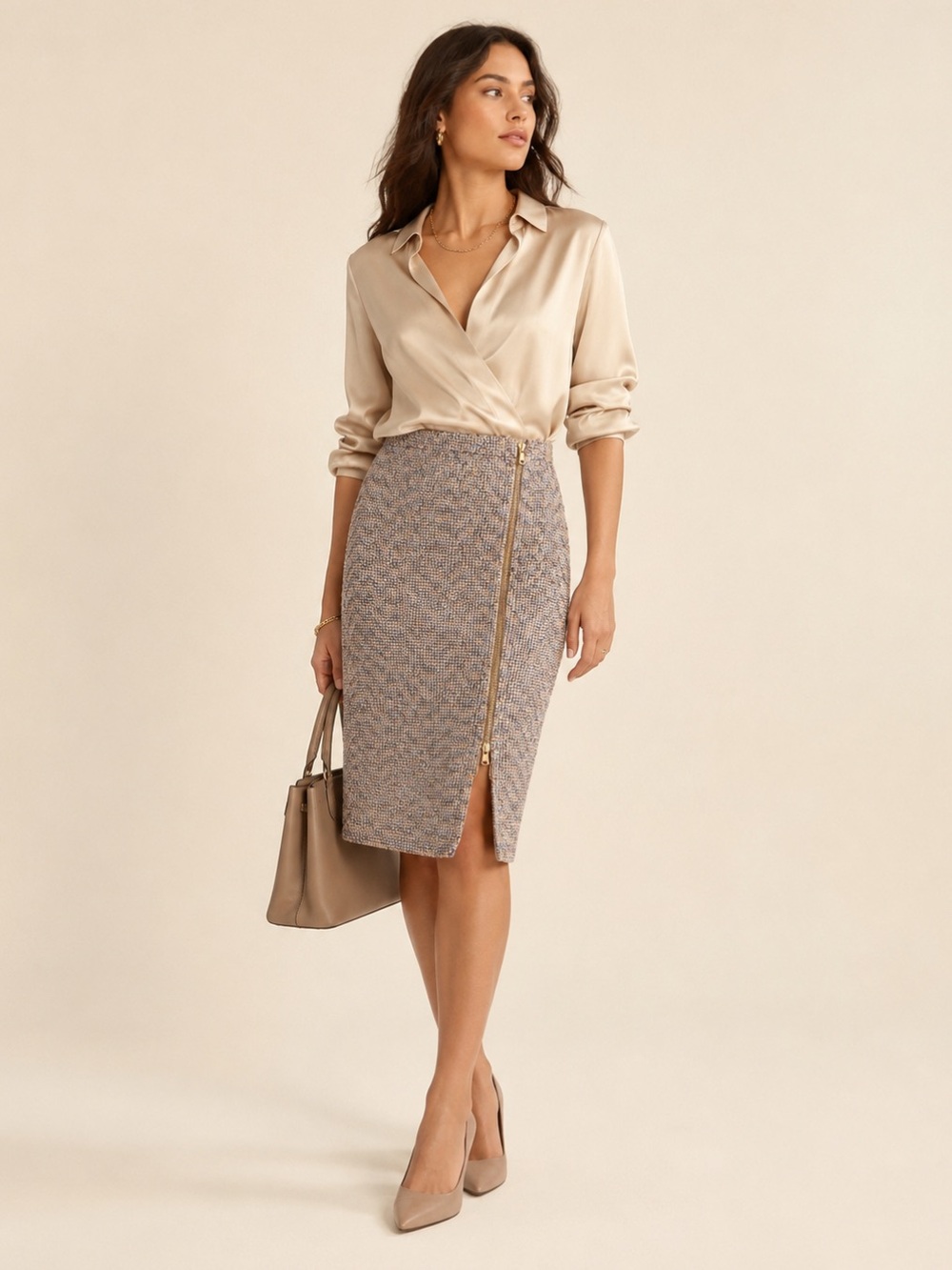 J.Crew Metallic Tweed Gold Zip Pencil Skirt Office Siren NWT Sz 00